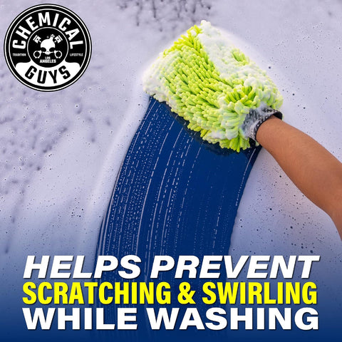Chemical Guys, Chenille Microfiber Wash Mitt for Cars, Lime Green, Single