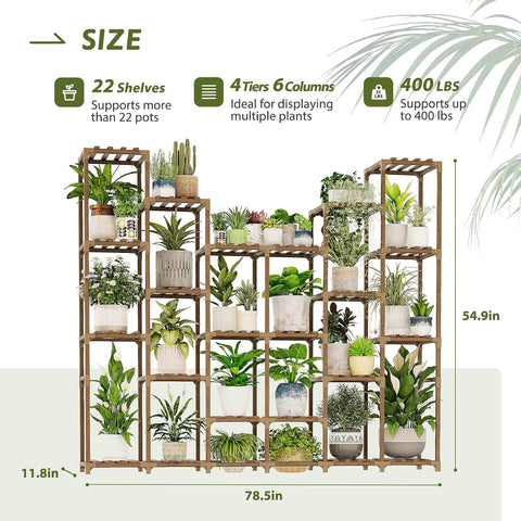 GENTINGBRO 22 Tiers Plant Shelf for Plants Large Indoor Plant Stand Plant Rack Extra Large Wood Plant Stands for Hanging Plant Holder for Patio Balcony Garden