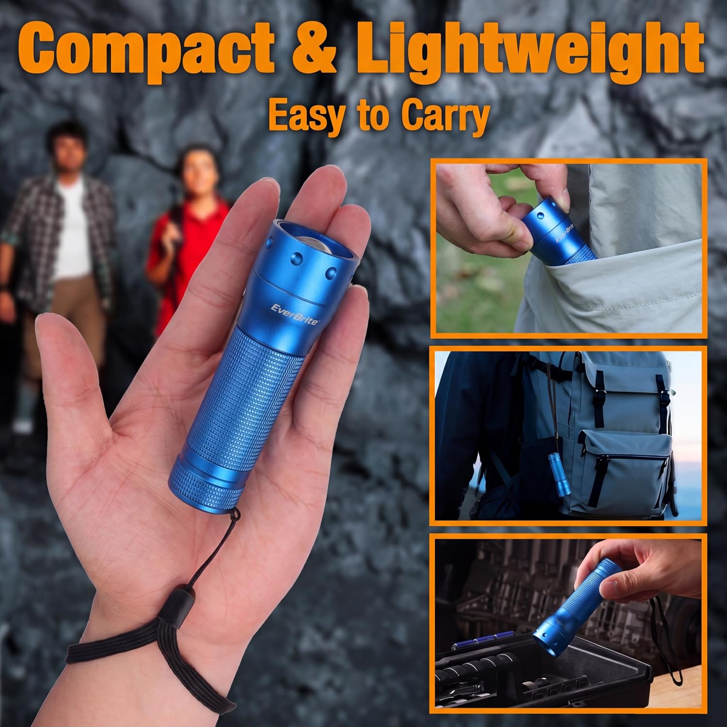 EverBrite Mini Flashlight, Zoomable 350LM LED Flashlight, Blue