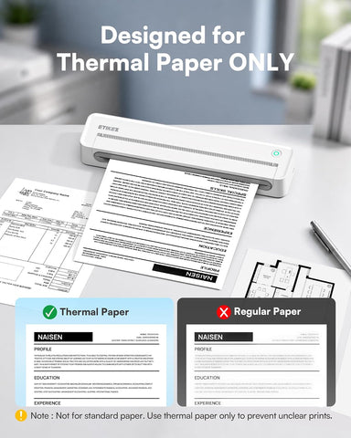 D90E Inkless Portable Thermal Printer with Case – 8.5" x 11", White