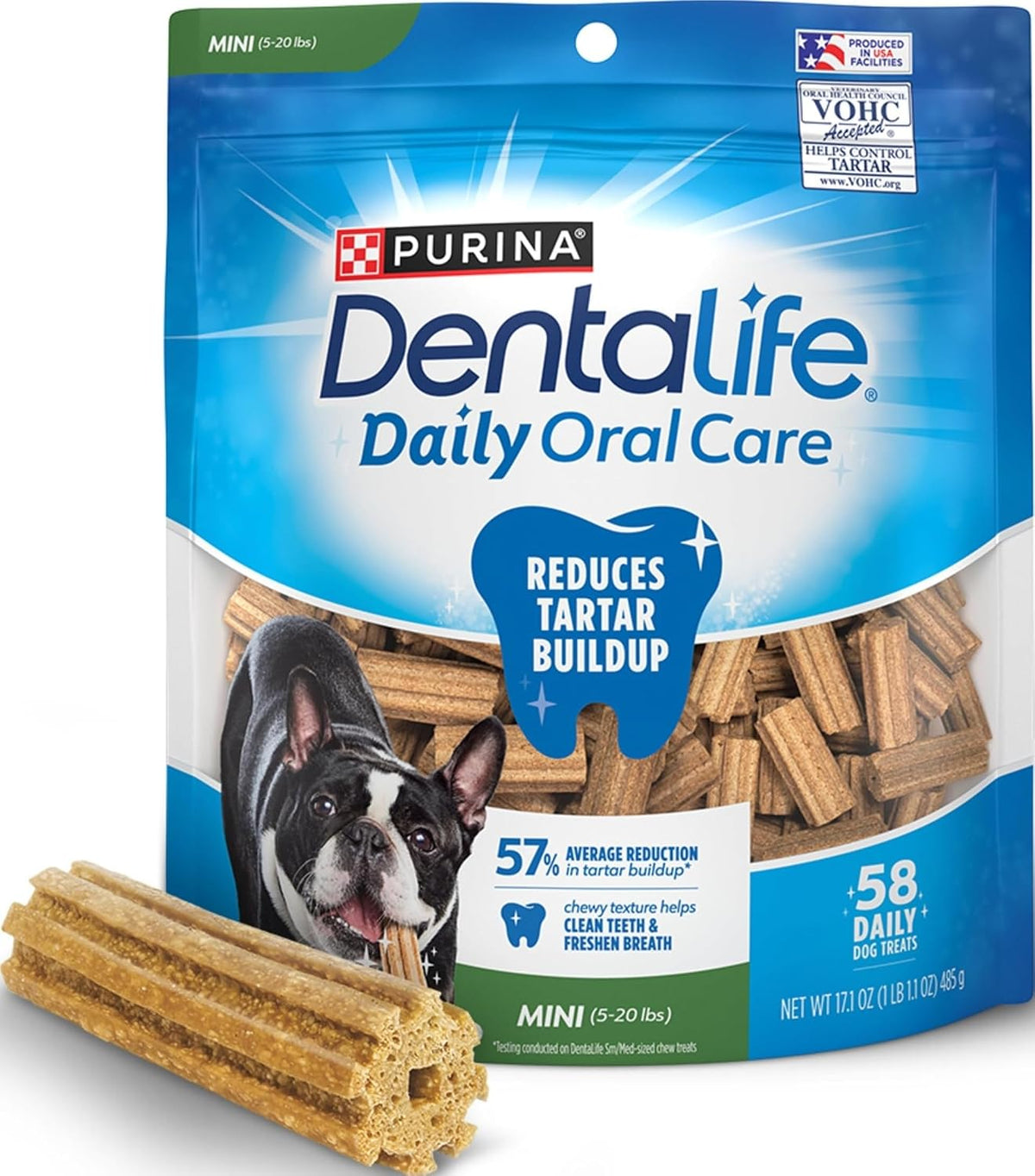 Dentalife Purina Daily Oral Care Dental Dog Treats for Small Dogs, 58 ct