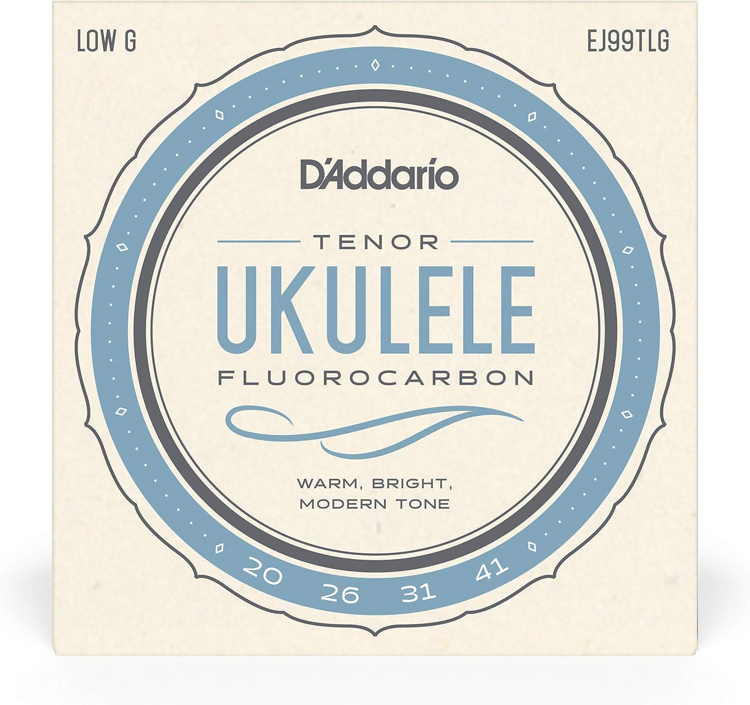 D'Addario Ukulele Strings Fluorocarbon Tenor EJ99TLG Low-G, 4-String Set