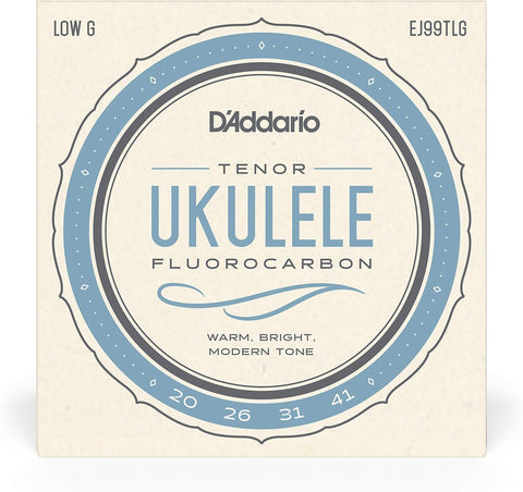 D'Addario Ukulele Strings Fluorocarbon Tenor EJ99TLG Low-G, 4-String Set