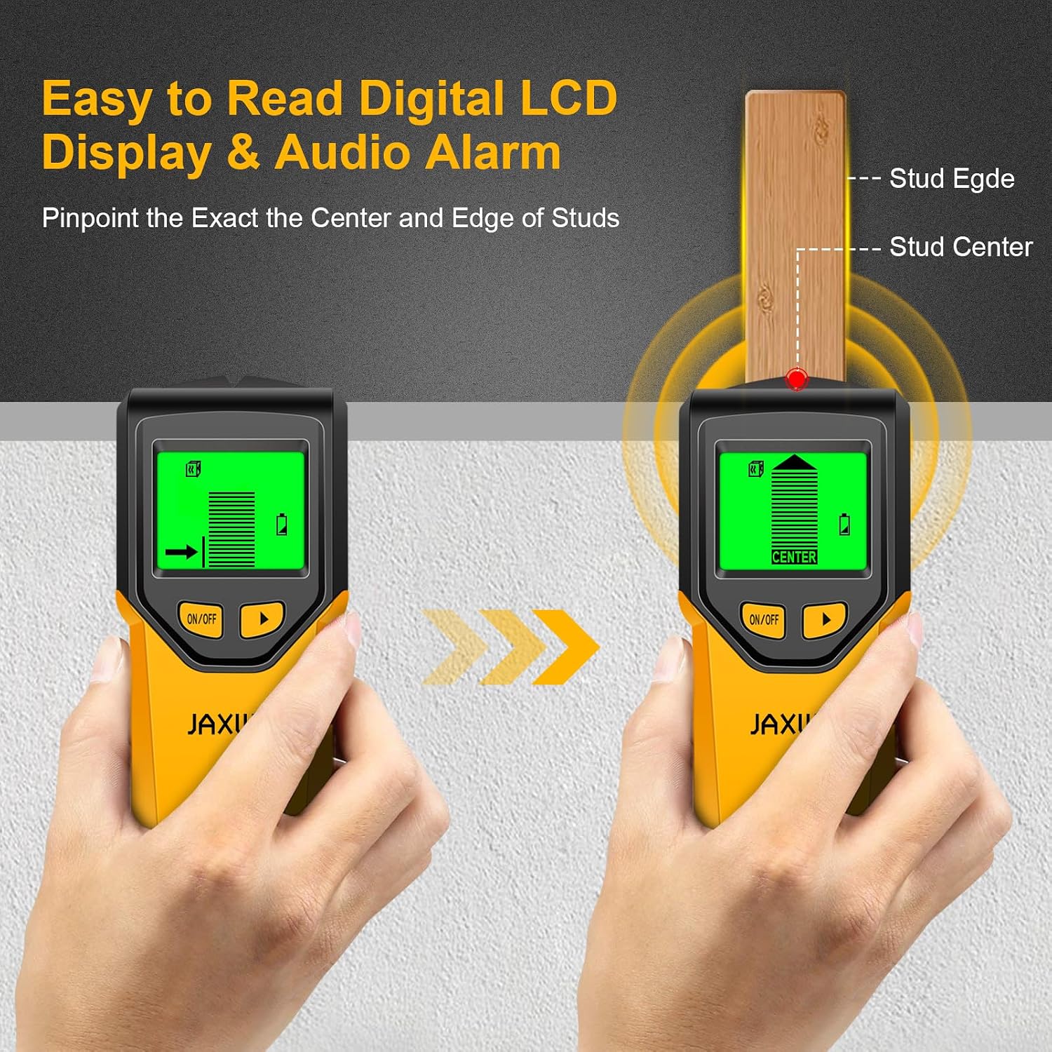Stud Finder Wall Scanner - 5 in 1 Stud Finder Tool w/Smart Chip and HD LCD Display, Stud Detector Beam Finders for the Center and Edge of Wood AC Wire Metal Studs Joist Pipe
