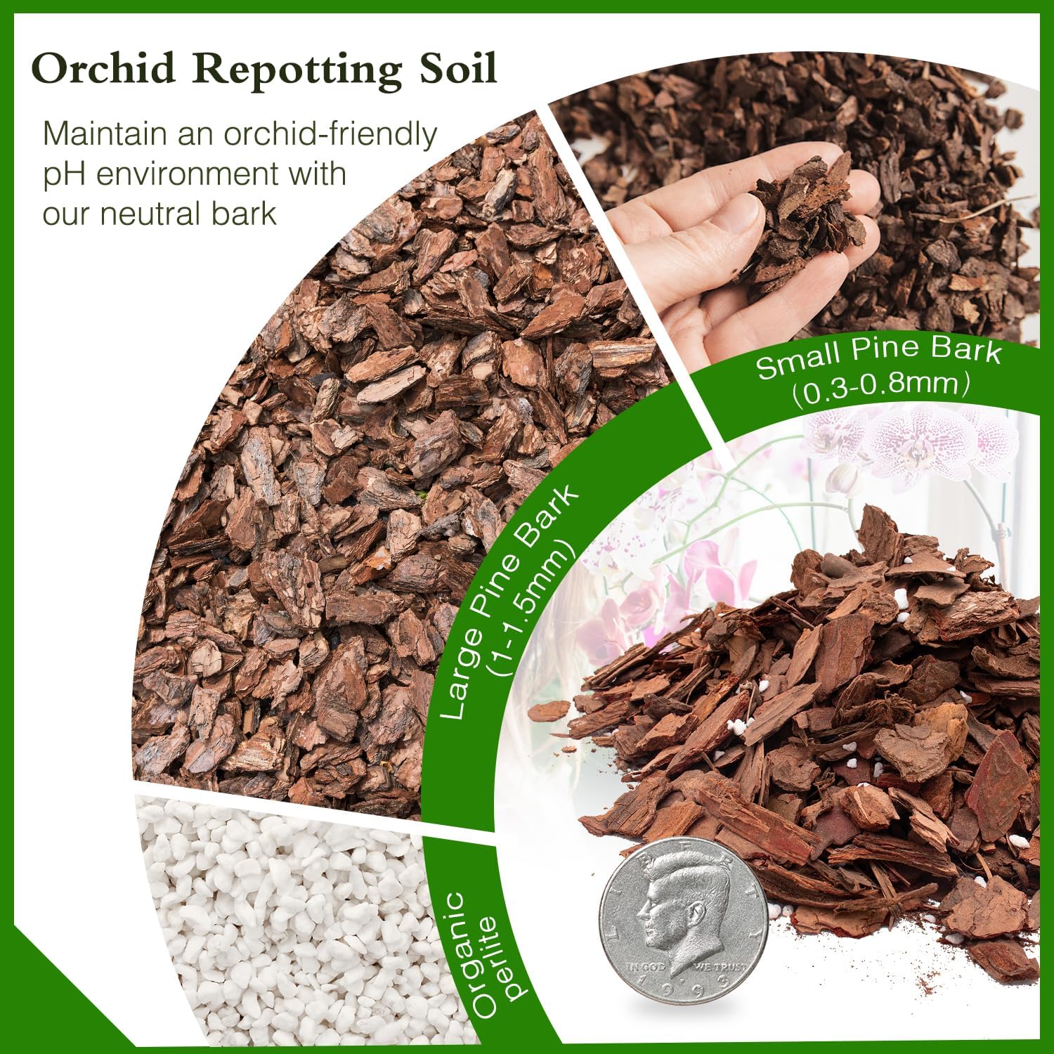 Orchid Bark Potting Mix,Premium Orchid Potting Mixture of Pine Bark,Perlite