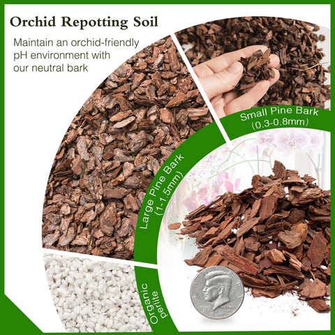 Orchid Bark Potting Mix,Premium Orchid Potting Mixture of Pine Bark,Perlite