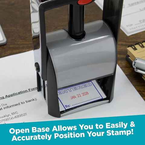 MaxMark Heavy Duty Self Inking Date Stamp with Phrase Approved - Red Ink