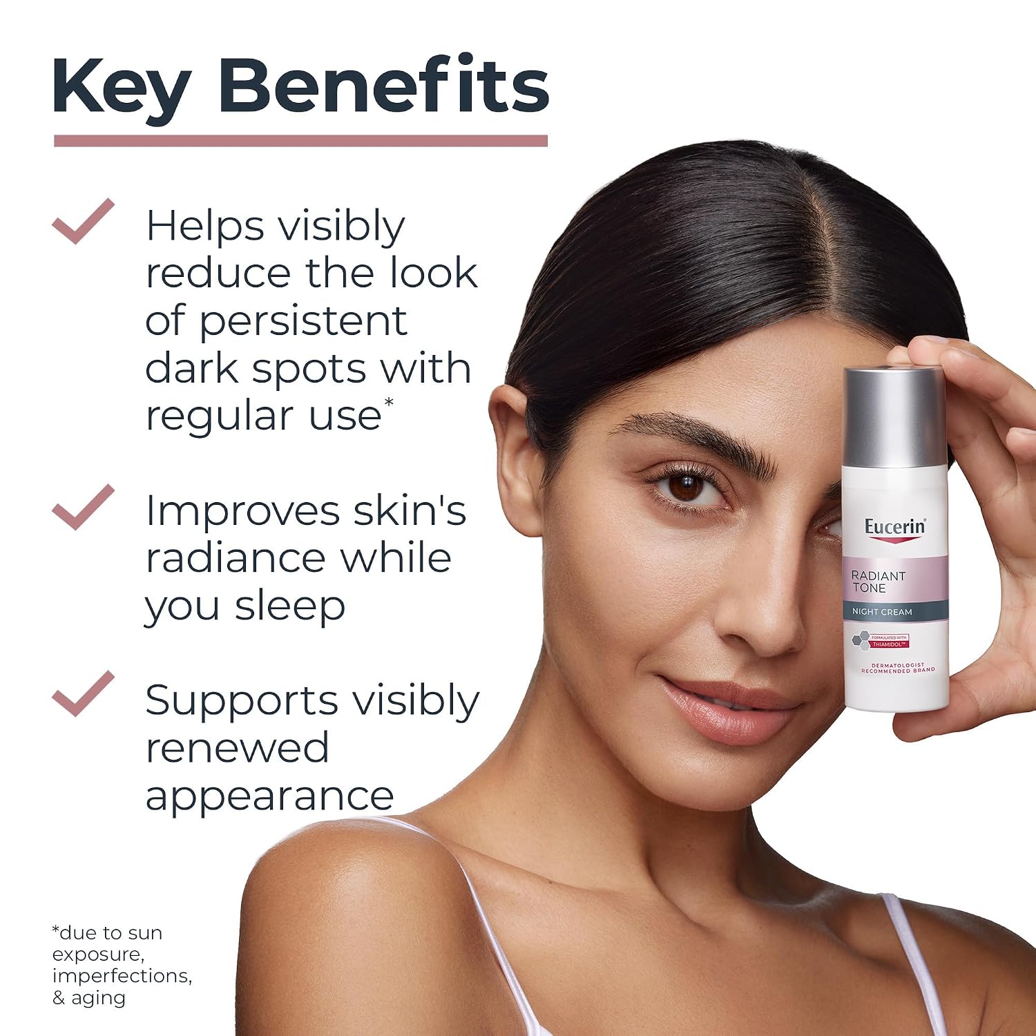 Eucerin Radiant Tone Night Cream Dark Spot Corrector with Thiamidol, 1.7 OZ