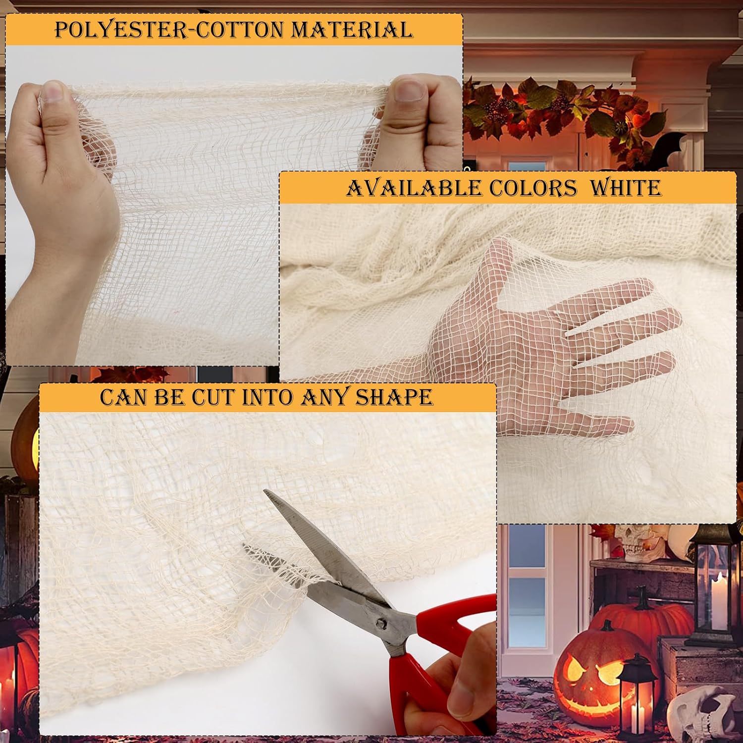 320 x 80 in Halloween Creepy Cloth for Yard and Outdoor Decorations,Beige