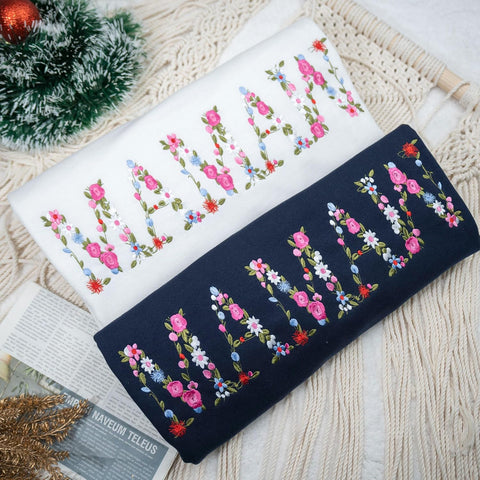 Embroidery Floral Mamaw Sweatshirts For Grandma Gift Sweatshirt From Grandkids Flower Gift Mothers Day Christmas