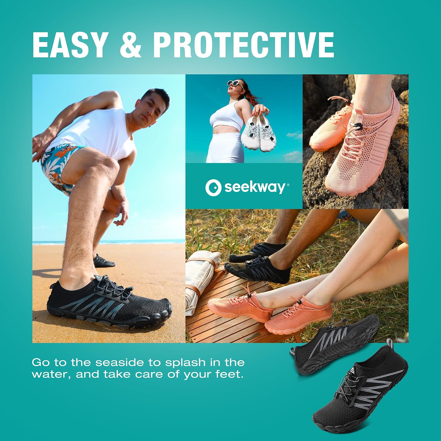 SEEKWAY Water Shoes Men Women Adult Quick-Dry Aqua Sock Barefoot for Beach Swim River Pool Lake Hiking Kayaking Surfing