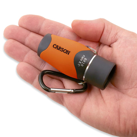 Carson MiniMight 6x18mm Pocket Monocular with Carabiner Clip, Orange (MM-618CO)