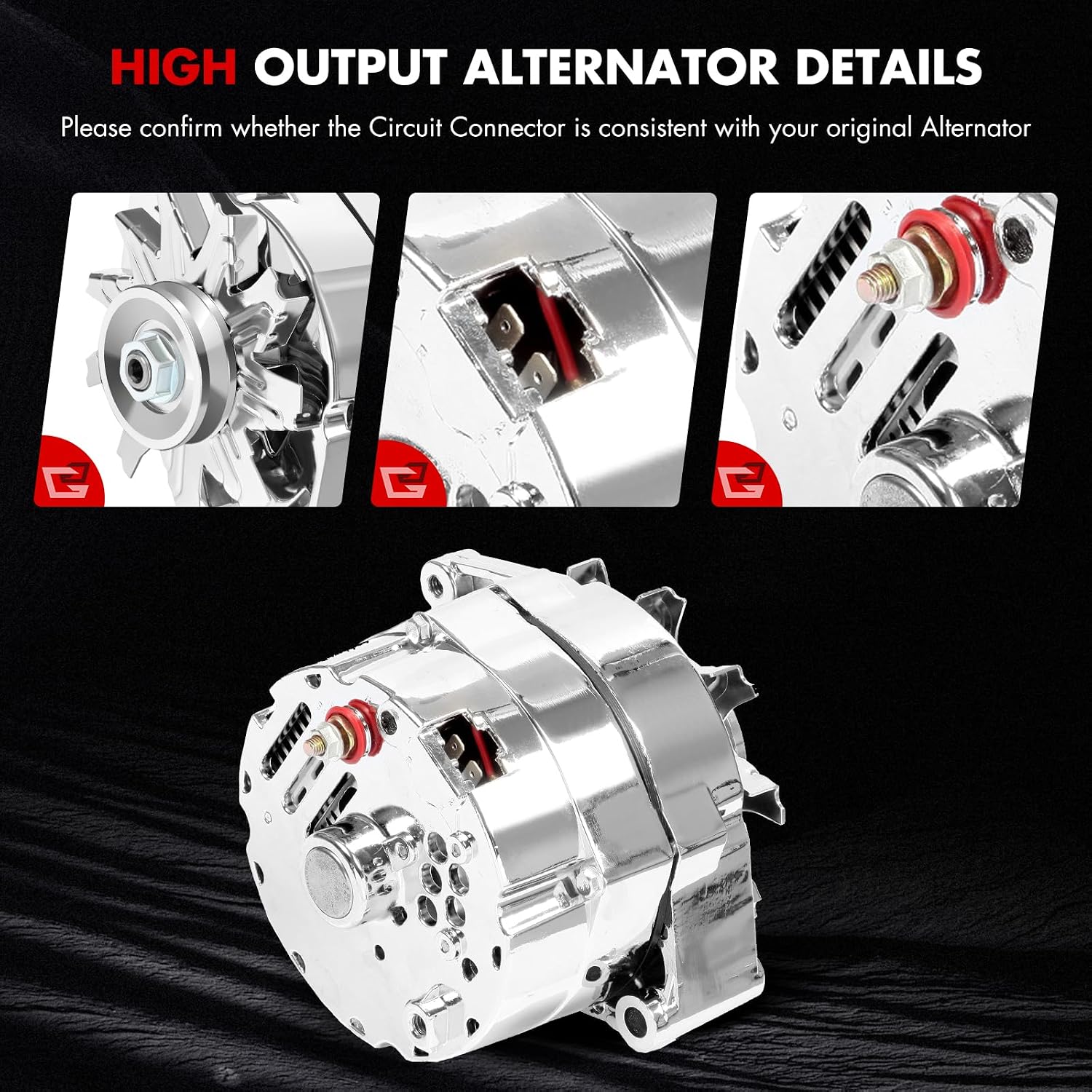 Alternator Chrome 1 Wire Self Exciting Street Rod for GM 305 350 BBC SBC
