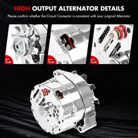 Alternator Chrome 1 Wire Self Exciting Street Rod for GM 305 350 BBC SBC