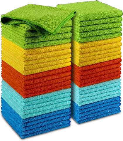 AIDEA Microfiber Cleaning Cloth-50PK, Microfiber Towels for Cars, 12"×12"