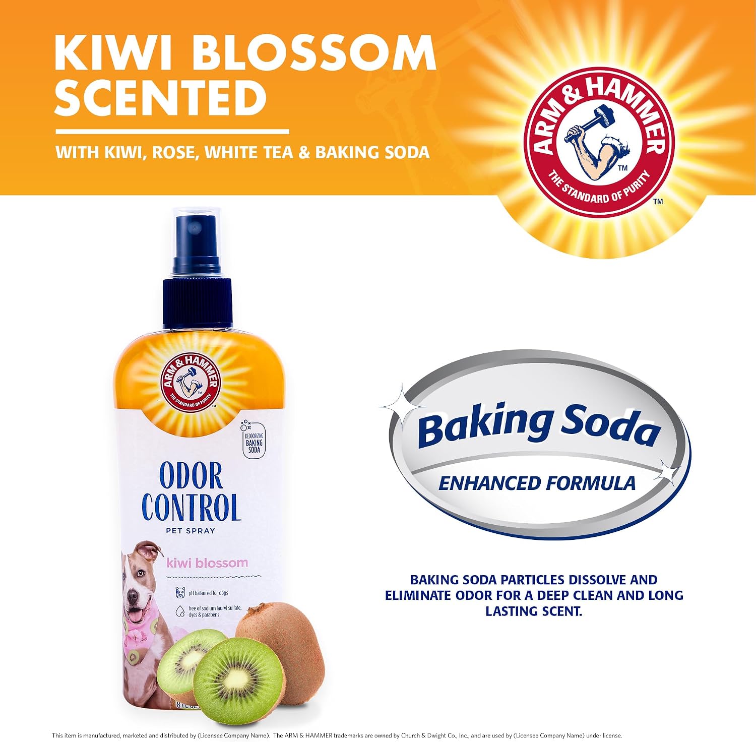 Arm & Hammer Super Deodorizing Dog Spray, Kiwi Blossom, 8 Fl Oz
