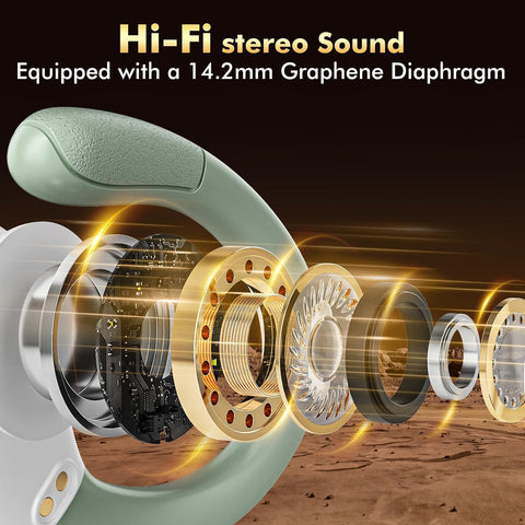HAOYUYAN Wireless Earbuds, Sports Bluetooth Headphones, 80Hrs Playtime Ear Buds with LED Power Display, Noise Canceling Headset, IPX7 Waterproof Earphones for Workout/Running（Light Green）