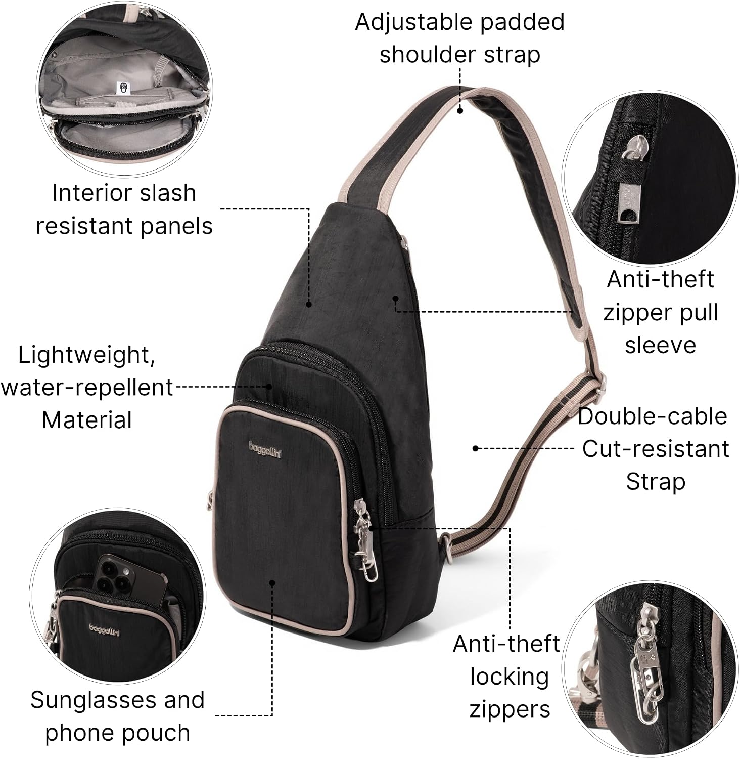Baggallini Securtex Anti-Theft Daytripper Sling