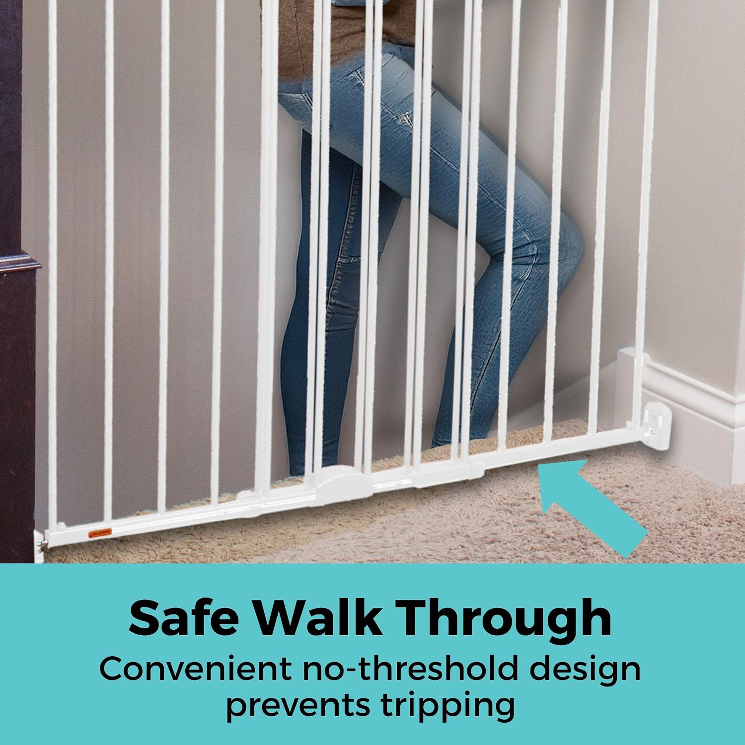Toddleroo Easy Swing & Lock Baby Gate for Top of Stairs: 31" Tall, White