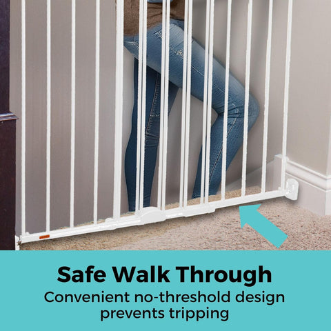 Toddleroo Easy Swing & Lock Baby Gate for Top of Stairs: 31" Tall, White