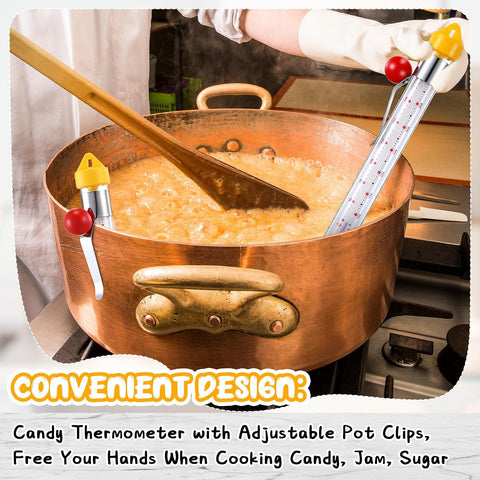 Photect 1 Pcs Candy Thermometer with Pot Clip 8", Yellow