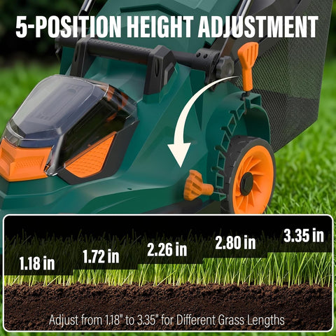 MZK 40V 17-Inch Brushless Lawn Mower, Cordless Push Mower