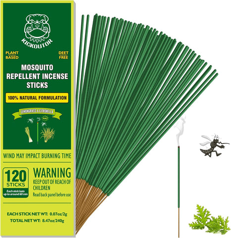 KICKOUTOR Mosquito Repellent Incense Sticks with Citronella Oil, 120 Count
