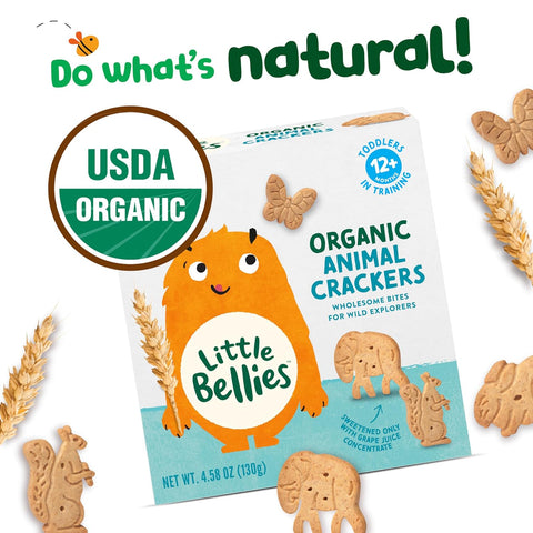 Little Bellies Organic Animal Crackers Toddler Snack 4.58 oz, 5 Pack