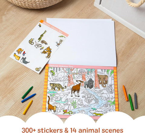 Melissa & Doug Seek & Find Sticker Pad – Animals, 400+ Stickers & 14 Scenes to Color, Search & Find Sticker Activity Pad for Coloring & Matching, Creative Learning Toys for Kids 4+ - FSC Certified