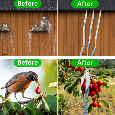 Benasan [492FT] Effective Birds Scare Ribbon, Reflective Flash Reflectors to Keep Pigeons, Hawks, Woodpeckers, Geeses Away from Trees Plants Crops