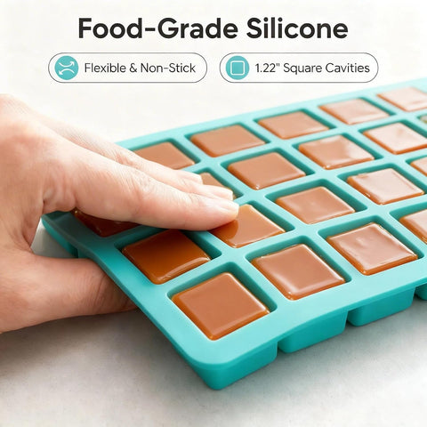 2-Pack Caramel Candy Molds - 80 Cavity Square Silicone Molds for Chocolate, Truffles, Gummy, Ganache, Jelly, Ice Cubes & Hard Candy