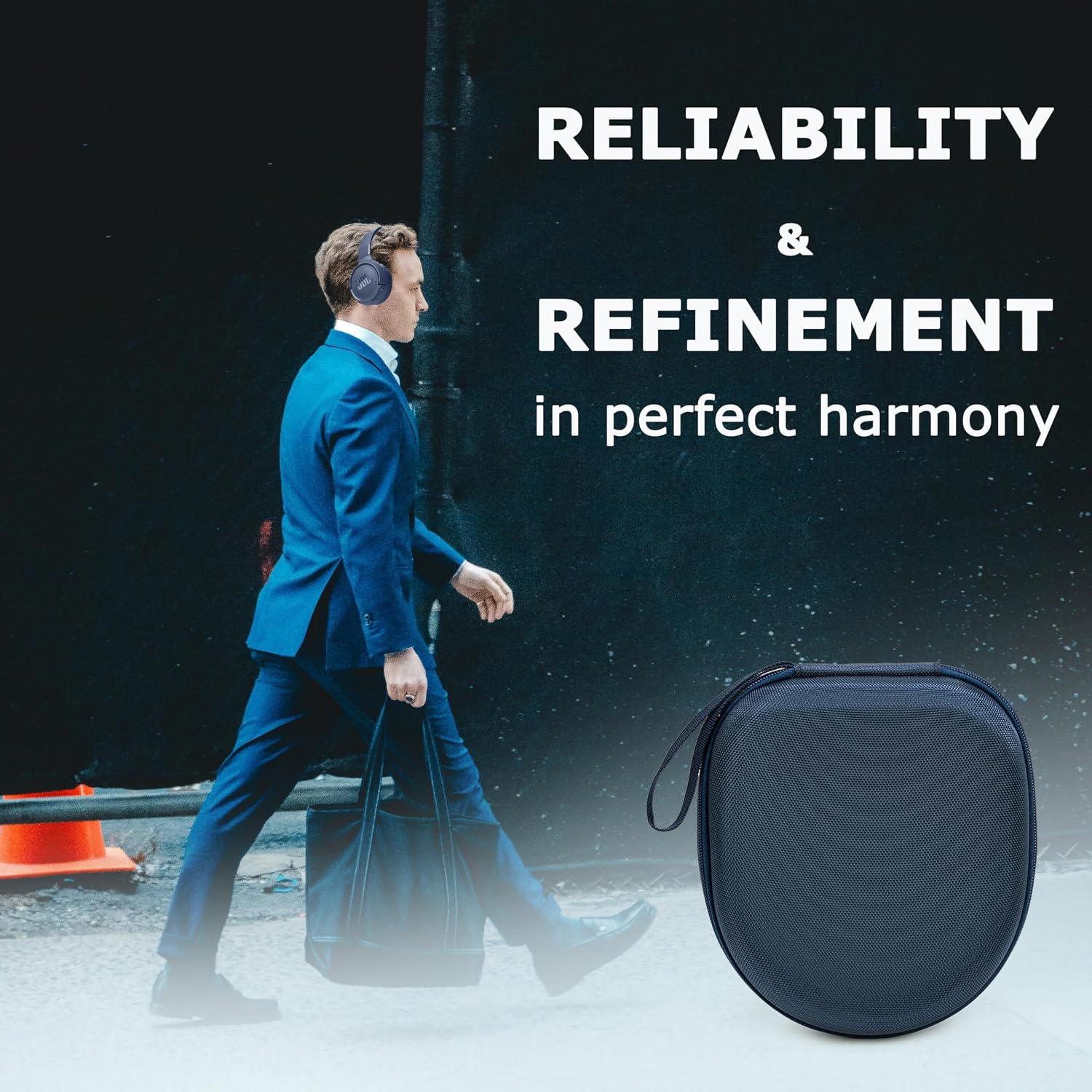 Ginsco Universal Headphone Case Compatible with JBL Tune 510BT 720BT, Sony WH-CH 720N/WH-CH520, with Sony/JBL/Soundcore Q20 Q30/BERIBES/TOZO/KVIDIO etc Wireless Headphones Navy Blue