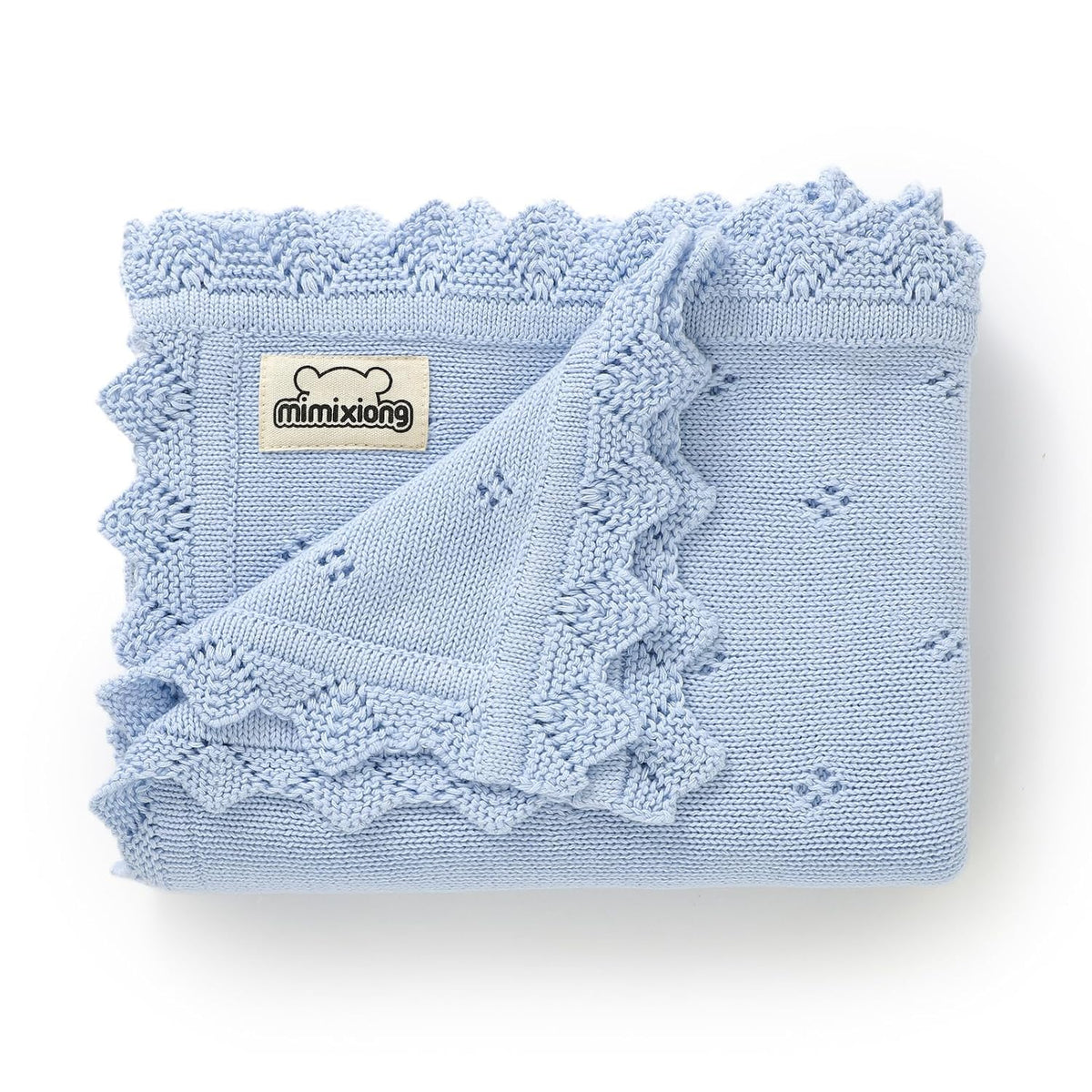 mimixiong Cotton Baby Blanket Knitted Crochet Receiving Crib