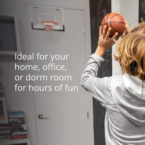 SKLZ Pro Mini Indoor Basketball Hoop with Ball, Over the Door, Shatter-Proof Backboard, Spring-Action Break-Away Steel Rim, Great for Home, Dorm Room, and Office