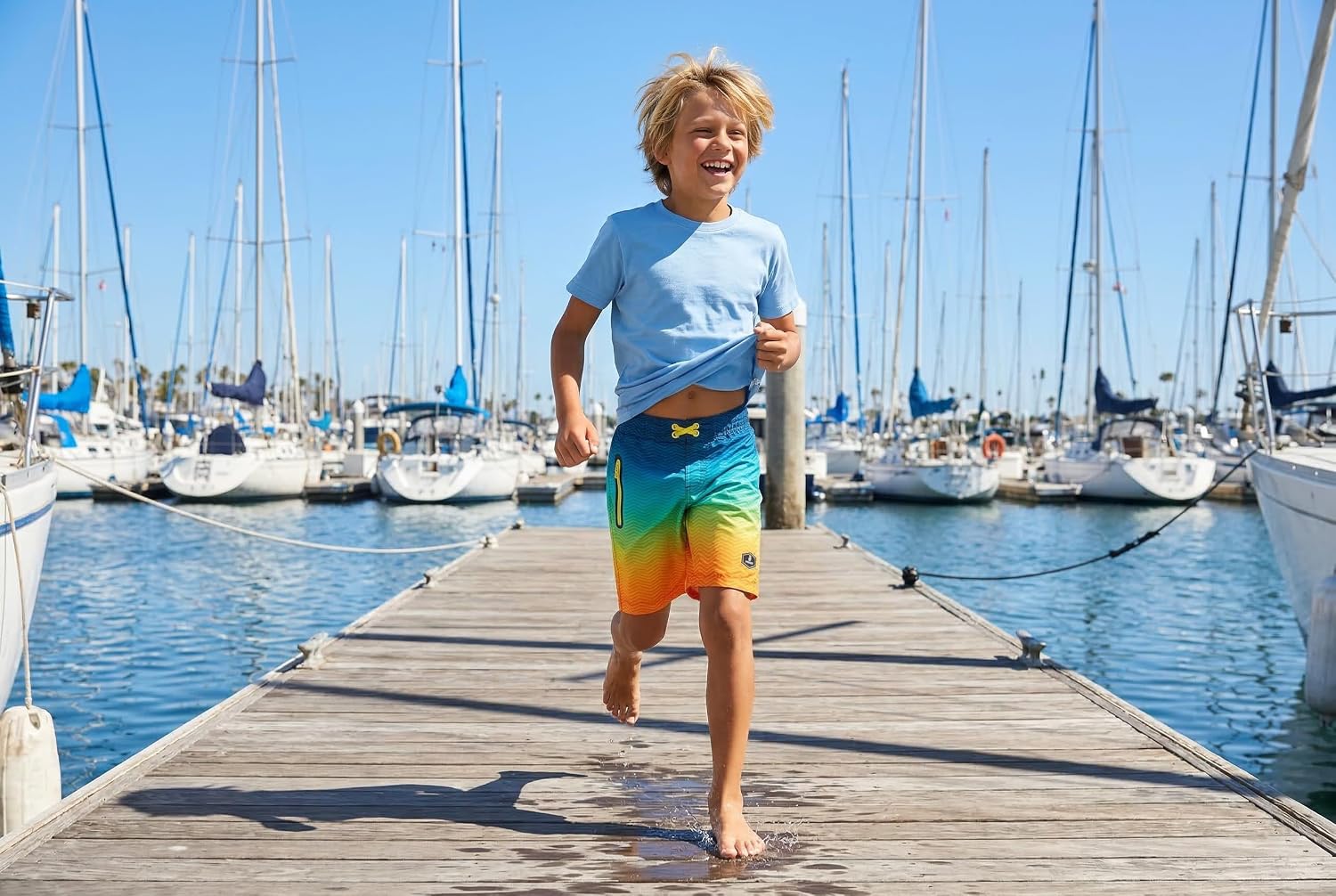 Rokka&Rolla Boys' 4-Way Stretch UPF 50+ Swim Trunks with Mesh Lining
