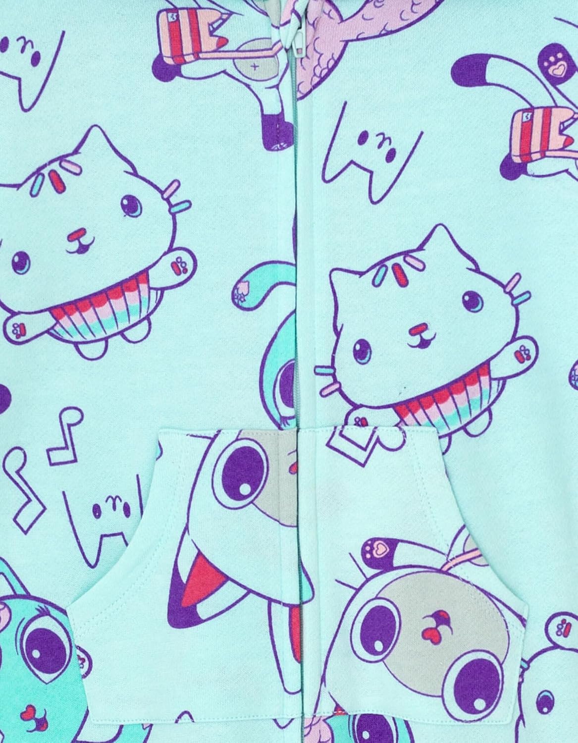 Dreamworks Gabby's Dollhouse Pandy Paws Cakey Cat MerCat Girls Fleece Zip Up Coverall Toddler to Little Kid