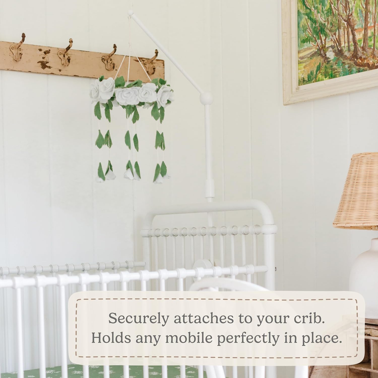 Sorrel + Fern Baby Crib Mobile Arm, Baby Mobile Hanger, 31 in, White