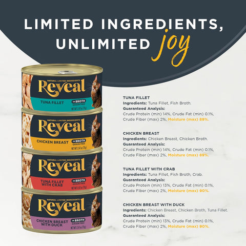 Reveal Fish & Chicken Variety in Broth Wet Cat Food 12-Pack 2.47 oz