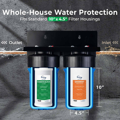 iSpring F2WGB21B Whole House 4.5"x10" Water Filtration High Capacity Sediment and CTO Carbon Block Water Filter Replacement Cartridge Pack Set, Model: WGB21B