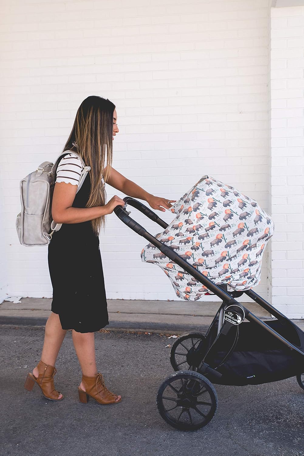 Copper Pearl Nursing Cover for Breastfeeding – Multi-Use Baby Car Seat Canopy, Stroller Shade & Breast Feeding Wrap for Women, Stretchy Breathable Carseat Shawl for Boy or Girl, Bison