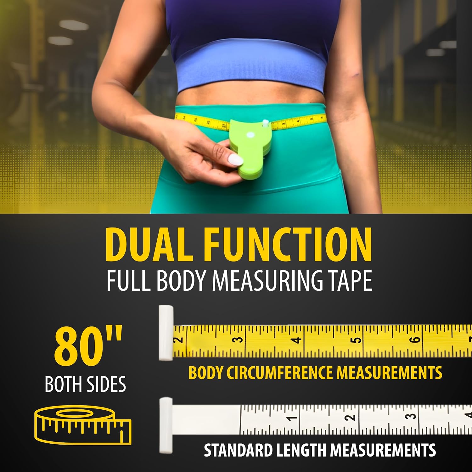 Perfect Body Tape Measure - 80 Inch Automatic Telescopic Tape Measure - Retractable Measuring Tape for Body: Waist, Hip, Bust, Arms, and More (Black - 80 inch)