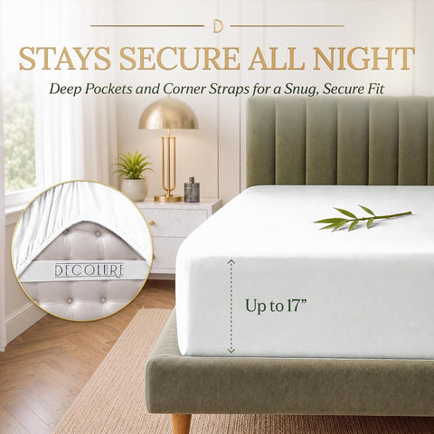 DECOLURE 100% Viscose Derived from Bamboo Sheets King Size | 6 Pc Bed Set