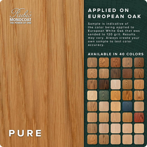 Rubio Monocoat Wood Oil Finish 65 ft² | Oil Plus 2C | Quick-Dry, Eco-Friendly Linseed Wood Oil for Indoor Use, Includes Accelerator (Part B) | Protector | 130 ml, Pure