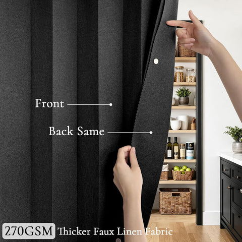 100% Blackout Memory Trained Pleated Curtains with Magnetic Closure, Pinch Pleat Window Curtain for Bedroom Living Room Window Treatment, 1 Panel, W45 x L84, Black