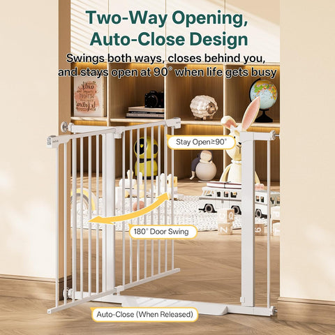 InnoTruth 29.6-39.1 in Wide Baby Gate for Stairs and Doorways, White