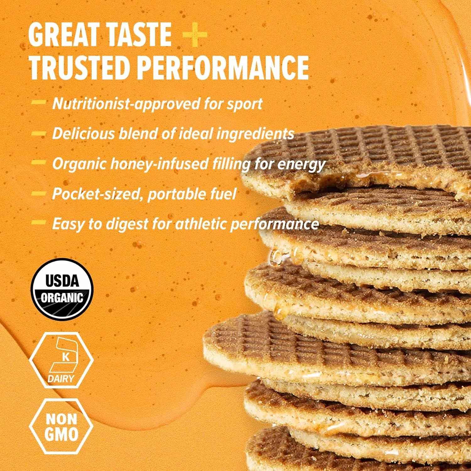 Honey Stinger Organic Honey Waffle, Energy Stroopwafel for Exercise, Endurance and Performance, Sports Nutrition for Home & Gym, Pre & During Workout, 25.44 Ounces (Pack of 24)