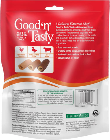 Good ‘N’ Tasty Soft & Crunchy Roll High Protein Dog Treat, 8 Ounce (Pack of 12)