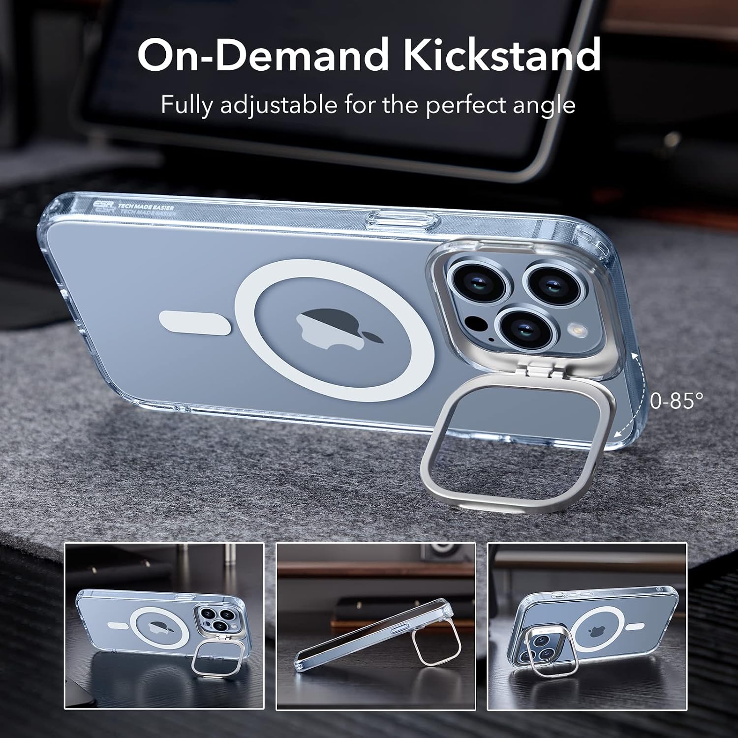 ESR for iPhone 13 Pro Max Case Flex Stand, for MagSafe, Clear