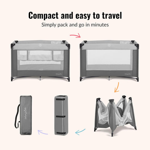 Dream On Me Zazzy Portable Baby Playard with Bassinet, Travel Carry Bag