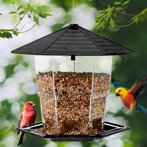 Jealoeur Outdoor Hanging Bird Feeder - Black 2 Pack Wild Bird Seed